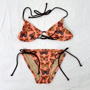 Victoria’s Secret String Bikini, Coral Butterfly Print, Size XS